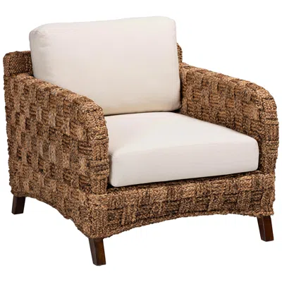 Baxton Studio Vevina Dark Brown Seagrass Wood Arm Chair