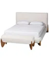 Baxton Studio Vinicio Mid-century Modern Boucle Queen Size 2pc Bedroom Set