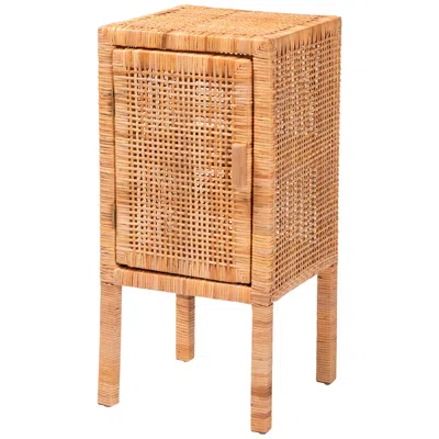 Baxton Studio Vivan 13 3/4" Wide Natural Brown Wood 1-door Nightstand