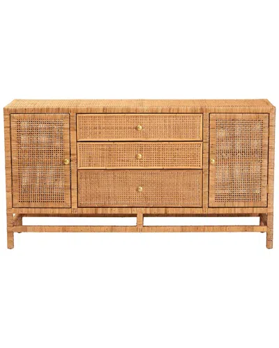 BAXTON STUDIO BAXTON STUDIO VIVAN BOHEMIAN RATTAN 3-DRAWER STORAGE CABINET