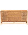 Baxton Studio Vivan Bohemian Rattan 3-drawer Storage Cabinet In Brown