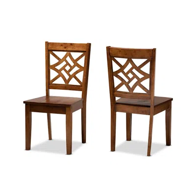 Baxton Studio Nicolette Modern And Contemporary 2-piece Finished Wood Dining Chair Set In Walnut Brown