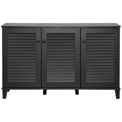Baxton Studio Warren Espresso Shoe-storage Wide 3-door Cabinet