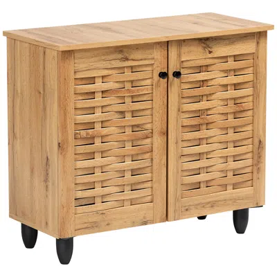 Baxton Studio Winda 30" Wide Oak Brown 2-door Shoe Cabinet