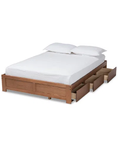 Baxton Studio Wren 3-drawer Queen Size Platform Storage Bed Frame In Brown