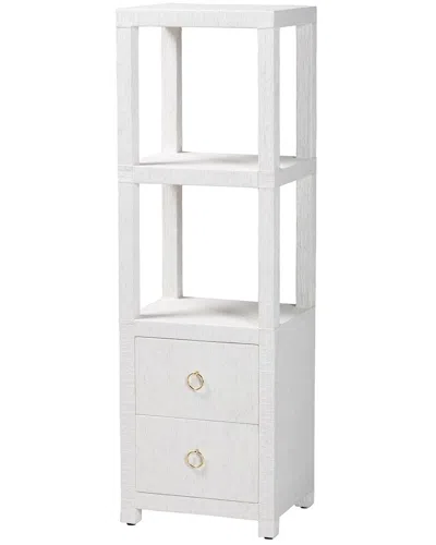 Baxton Studio Xavier Grasscloth Tall Storage Cabinet In White