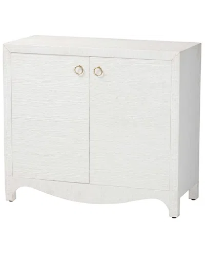 Baxton Studio Ximena Grasscloth Storage Cabinet In White