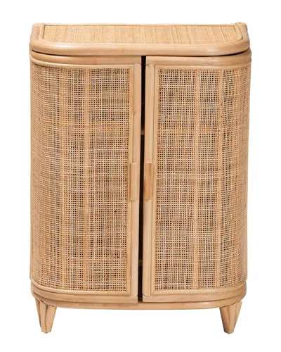 Baxton Studio Yanka Bohemian Natural Rattan Storag In Black