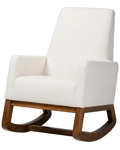 Baxton Studio Yashiya Mid-century Modern Upholstered Rocking Chair In White