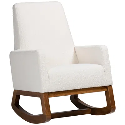 Baxton Studio Yashiya Off-white Boucle Fabric Rocking Chair