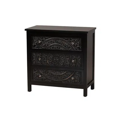 Baxton Studio Yelena Classic And Traditional Black Finished Wood 3-drawer Storage Cabinet