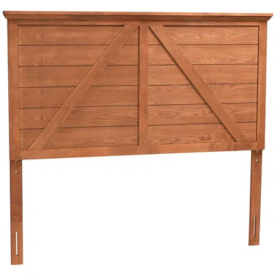 Baxton Studio Yorick 63 1/4" Wide Natural Brown Wood Queen Headboard In Multi
