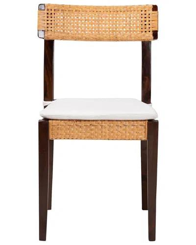 Baxton Studio Zaila Bohemian Rattan & Wood Dining Chair In Brown