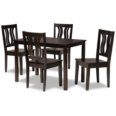 Baxton Studio Zamira Dark Brown Wood 5-piece Dining Table And Chair Set