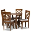 Baxton Studio Zoe Modern And Contemporary Fabric Upholstered 5 Piece Dining Set In Gray