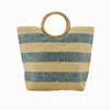 Bay Sky Large Striped Metallic Tote Bag In Brown/blue In Blue