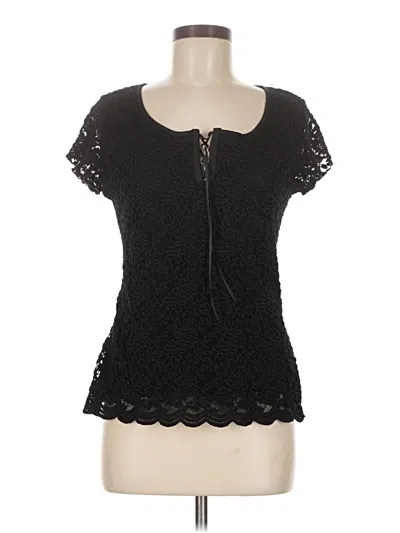 Pre-owned Bay Studio Short Sleeve Top Black Sweetheart Neckline Tops