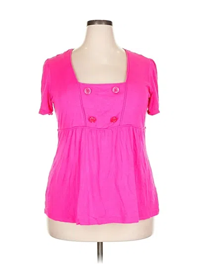 Pre-owned Bay Studio Short Sleeve Top Pink Sweetheart Neckline Tops