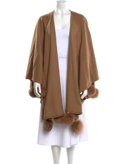 Pre-owned Baya Paris Wool Open Front Sweater In Brown