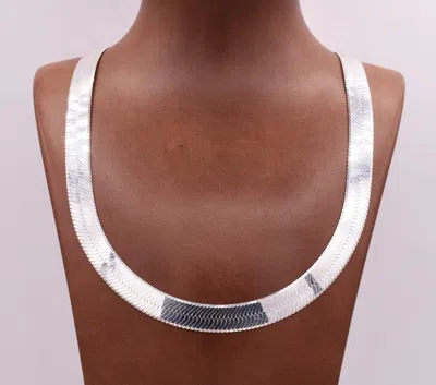 Pre-owned Bayam 11mm Bold Flex Herringbone Chain Necklace Real Solid Sterling Silver 925 Italy