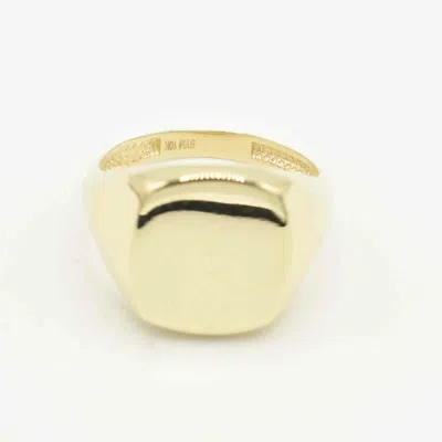 Pre-owned Bayam Large Shiny Signet Ring Real Solid 10k Yellow Gold All Sizes