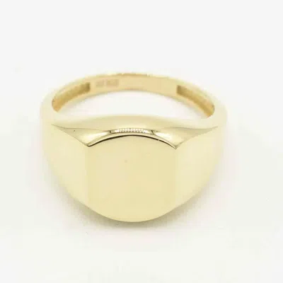 Pre-owned Bayam Medium Shiny Signet Ring Real Solid 10k Yellow Gold All Sizes