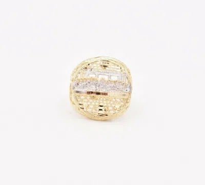 Pre-owned Bayam Men's Diamond Cut Last Supper Ring Real Solid 10k Yellow White Gold Size 11