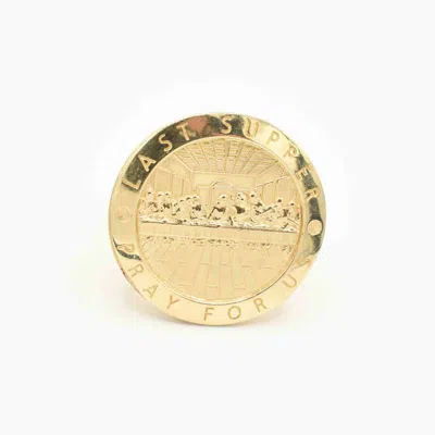 Pre-owned Bayam Men's Large "pray For Us" Last Supper Cross Ring Real Solid 10k Yellow Gold