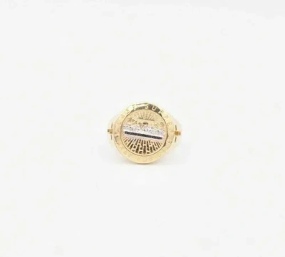 Pre-owned Bayam Mens Round Last Supper Cross Ring Real Solid 10k Yellow White Gold Size 10
