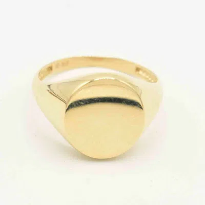 Pre-owned Bayam Oval Shiny Signet Ring Real Solid 10k Yellow Gold All Sizes