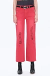 Bayeas Ally High Waist Distressed Straight Leg Jeans In Red