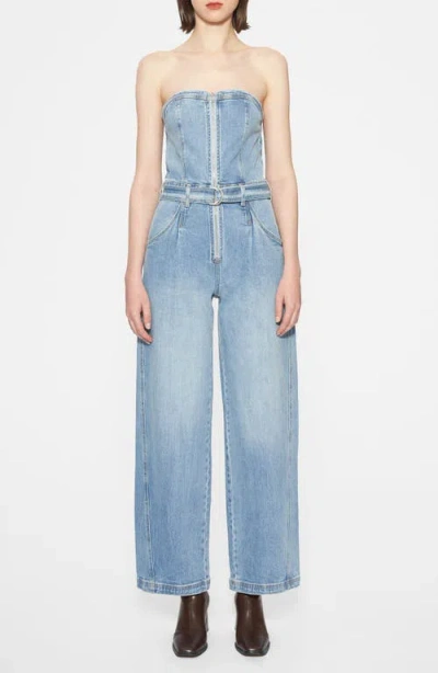 Bayeas Annesa Strapless Denim Jumpsuit In Blue