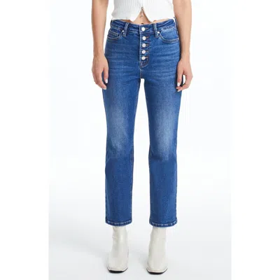 Bayeas Button Fly High Waist Crop Straight Leg Jeans