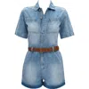 Bayeas Chloe Denim Romper In Blue