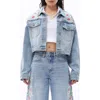 Bayeas Crop Denim Jacket In Blue