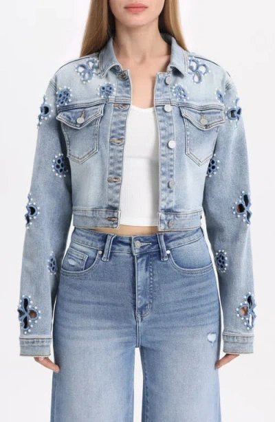 Bayeas Crop Denim Trucker Jacket In Blue