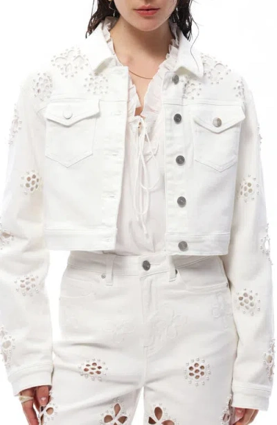 Bayeas Crop Denim Trucker Jacket In White