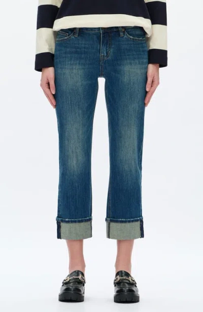 Bayeas Cuffed Low Rise Crop Straight Leg Jeans In Blue