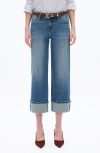 Bayeas Cuffed Low Rise Relaxed Straight Leg Jeans In Blue