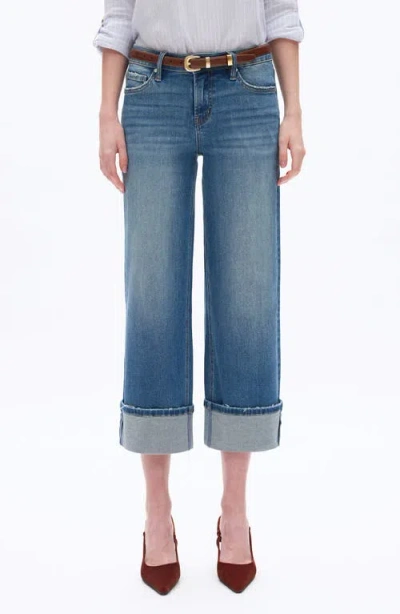 Bayeas Cuffed Low Rise Relaxed Straight Leg Jeans In Blue