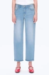 Bayeas Cuffed Mid Rise Barrel Jeans In Blue