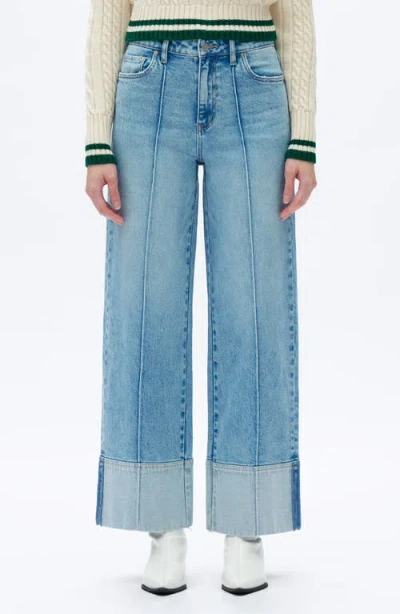 Bayeas Cuffed Seamed High Waist Wide Leg Jeans In Blue