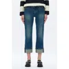 Bayeas Cuffed Low Rise Crop Straight Leg Jeans In Blue