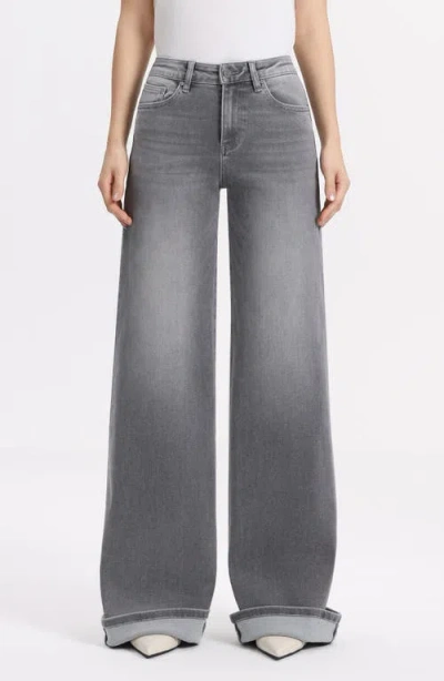 Bayeas Cuffed Wide Leg Jeans In Gray