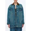 Bayeas Distressed Denim Jacket In Blue