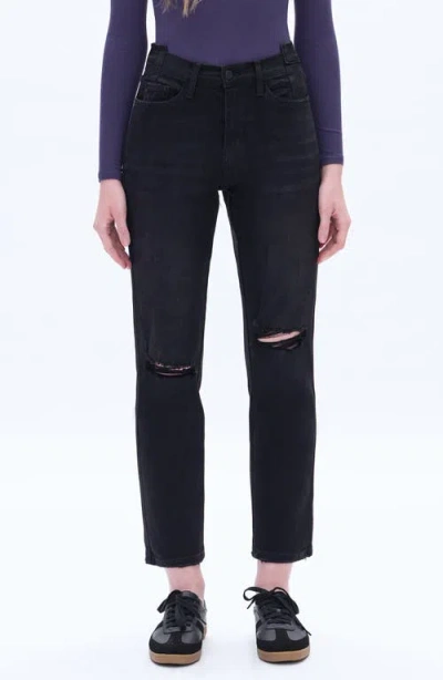 Bayeas Distressed High Waist Ankle Straight Leg Jeans