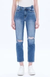 Bayeas Distressed High Waist Ankle Straight Leg Jeans