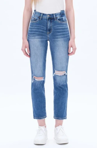 Bayeas Distressed High Waist Ankle Straight Leg Jeans