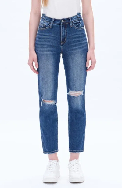 Bayeas Distressed High Waist Ankle Straight Leg Jeans