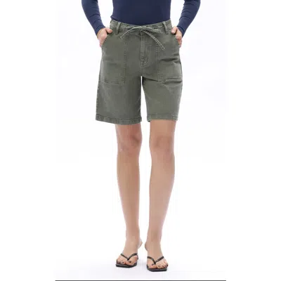 Bayeas Drawstring High Waist Denim Bermuda Shorts In Green